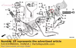 Here you can order the spring, return lever from Honda, with part number 53193HN8000: