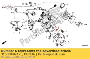 Honda 31600KRNA71 conjunto rectificador., regular - Lado inferior