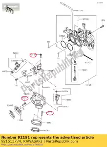 Kawasaki 921513774 tornillo, 6x20 - Lado inferior