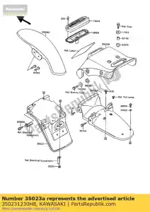 Kawasaki 350231230H8 spatbord-achter, lwr, ebbenhout - Onderkant