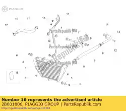 Ici, vous pouvez commander le tuyau d'huile auprès de Piaggio Group , avec le numéro de pièce 2B001806: