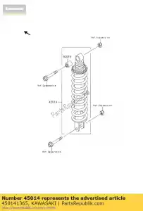 kawasaki 450141365 amortecedor ex500-a1 - Lado inferior