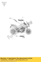 T2308359, Triumph, panneau de couverture de décalcomanie supérieur droit triumph tiger sport 1215 2013 2014 2015 2016, Nouveau