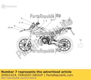 Piaggio Group 2H001424 placa de número direita - Lado inferior