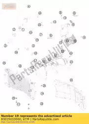 Ici, vous pouvez commander le radiateur atv 2008 auprès de KTM , avec le numéro de pièce 83035010000: