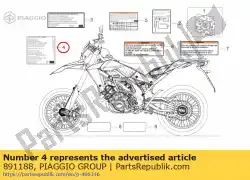 Qui puoi ordinare adesivo di controllo delle emissioni da Piaggio Group , con numero parte 891188: