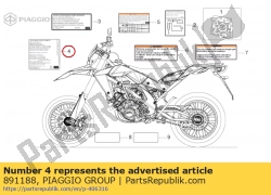 Aprilia 891188, Emission control sticker, OEM: Aprilia 891188