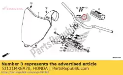 Ici, vous pouvez commander le support hndl supérieur auprès de Honda , avec le numéro de pièce 53131MKEA70: