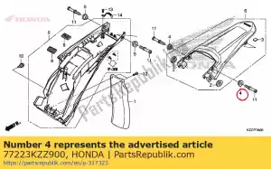 Honda 77223KZZ900 coleira a, configuração de guarda-lamas - Lado inferior