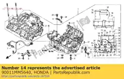 Ici, vous pouvez commander le boulon, bride, 6x93 auprès de Honda , avec le numéro de pièce 90011MM5640: