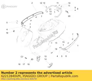 Piaggio Group 62212840VM carenagem inferior direita - Lado inferior