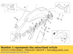 Ici, vous pouvez commander le garde-boue avant. Cyan auprès de Piaggio Group , avec le numéro de pièce JC531119201006Z: