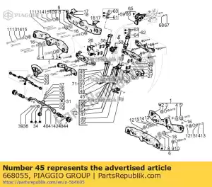 Piaggio Group 668055 stuurbedieningsbuis met i.p. - Onderkant