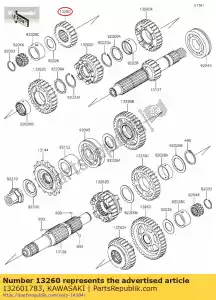 Kawasaki 132601783 versnelling, ingang 2e, 22t - Onderkant