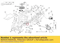 Ici, vous pouvez commander le réservoir d'essence auprès de Piaggio Group , avec le numéro de pièce B04547000XG6: