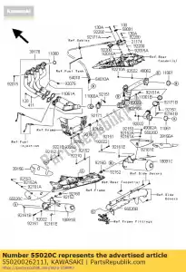 Kawasaki 55020026211J bewaker, geluiddemperhitte, lh, b - Onderkant