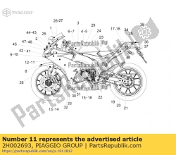 Aprilia 2H002693, Sticker rechter zijkuip 