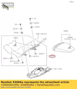 Kawasaki 530660601MA seat-assy, ??fr, zwart - Onderkant