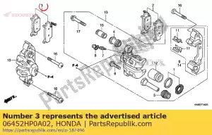 honda 06452HP0A02 conjunto de almofadas, r. fr. - Lado inferior