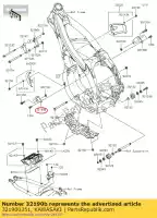 321900351, Kawasaki, beugel-motor, upp, links klx450a8 kawasaki  klx kx 450 2006 2007 2008 2009 2010 2011 2012 2013 2014 2015 2016 2017 2018 2019 2020 2021, Nieuw