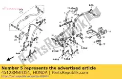 Aqui você pode pedir o mangueira, segundo cilindro mestre em Honda , com o número da peça 45128MBTD51: