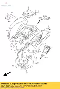 suzuki 6326221G00 schild, rr spatbord - Onderkant