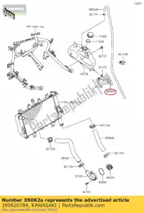 kawasaki 390620784 01 hose-cooling,rad.-reservo - Bottom side