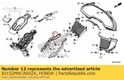 paneel, l. Middenconsole *nh389m* mat bullet zilver van Honda, met onderdeel nummer 83152MKCA00ZA, bestel je hier online: