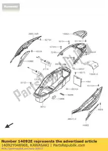 Kawasaki 14092Y048968 cover, rr center, f.zwart - Onderkant