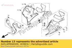 Aqui você pode pedir o fique b, abaixe a tampa em Honda , com o número da peça 64514MBW000: