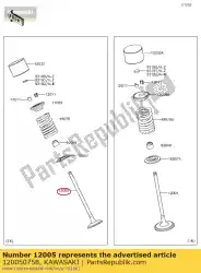 Aqui você pode pedir o 01 válvula de escape em Kawasaki , com o número da peça 120050758: