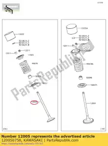 kawasaki 120050758 01 válvula de escape - Lado inferior