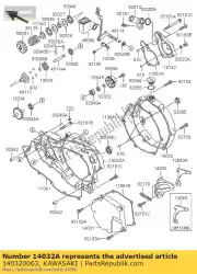 Ici, vous pouvez commander le couvercle-embrayage, intérieur auprès de Kawasaki , avec le numéro de pièce 140320063: