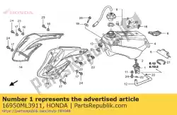 Ici, vous pouvez commander le coq assy., carburant auprès de Honda , avec le numéro de pièce 16950ML3911: