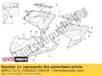 AP8117272, Piaggio Group, Insulto acústico. panel. rh arriba. aprilia  rs 125 2006 2007 2008 2009 2010, Nuevo