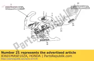 Honda 83601MASE10ZA bande, r. couvercle latéral (## - La partie au fond