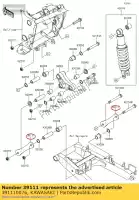 391110076, Kawasaki, tirante trasversale, sospensione ex250kbf kawasaki  ninja z 250 300 2008 2009 2010 2011 2013 2014 2015 2016 2017 2018, Nuovo