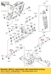 Qui puoi ordinare tirante trasversale, sospensione ex250kbf da Kawasaki , con numero parte 391110076: