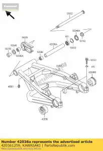 kawasaki 420361259 mouw, achterbrug, l = 21 kr250-c2 - Onderkant