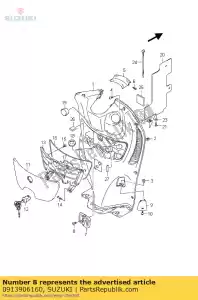 suzuki 0913906160 schroef, 6x16 - Onderkant