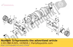 Ici, vous pouvez commander le jeu de segments, piston (std.) auprès de Honda , avec le numéro de pièce 13011MCA305: