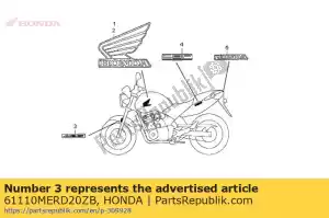 Honda 61110MERD20ZB marca, fr. pára-choque (###) * t - Lado inferior