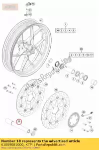 KTM 61009081000 wheel spindel front         05 - Bottom side