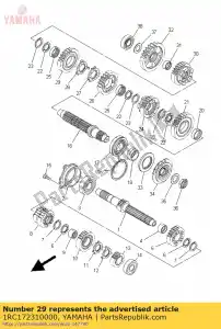 yamaha 1RC172310000 gear, 3rd wheel (34t) - Bottom side