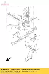 Here you can order the holder, brake hose from Yamaha, with part number 5VLF58860000: