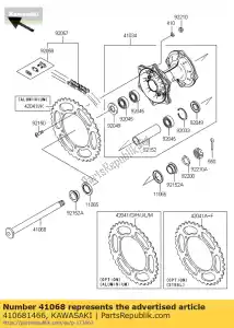 kawasaki 410681466 axle,rr kx125-m1 - Bottom side