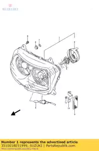 Suzuki 3510018E51999 conjunto de farol - Lado inferior