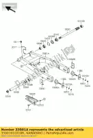 33001010318R, Kawasaki, Arm-comp-swing, zwart zr750l8f kawasaki z 750 2008 2009 2010 2011 2012, Nieuw