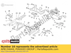 aprilia AP8134644 pino de apoio para os pés - Lado inferior