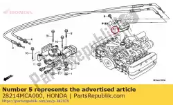 Aquí puede pedir placa, soporte de cable inverso de Honda , con el número de pieza 28214MCA000: